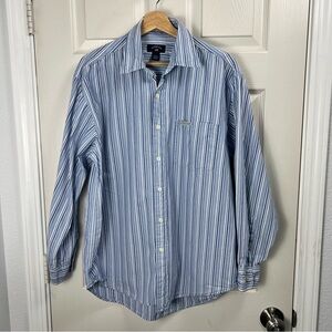 U.S. Polo Assn. Men’s Medium Blue White Striped Button Down Shirt Classic Oxford